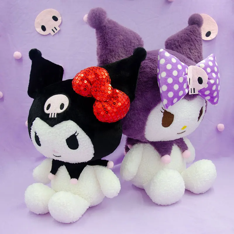

Искусственная плюшевая игрушка аниме мультфильм лук узел серия Kuromi мягкая плюшевая кукла подушка украшение для комнаты девочки подарок