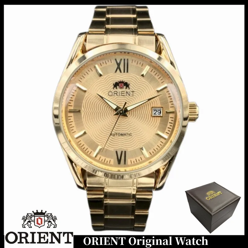 

Мужские классические автоматические механические часы с календарем на стальном ремешке