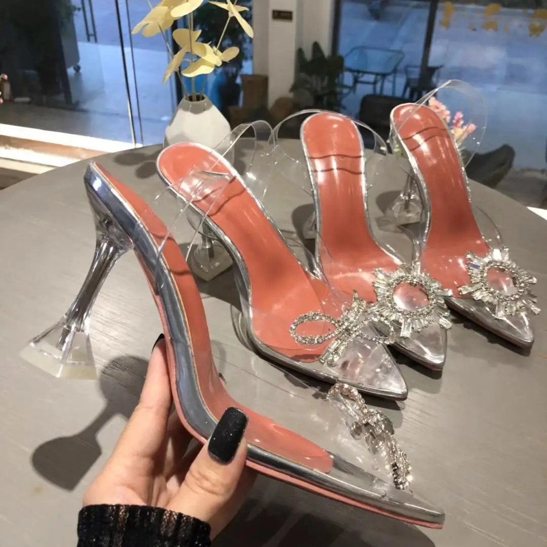 

2022 Star style Women Sandals Elegant Pointed toe Slingback Summer Office Lady Shoes Fashion High heels Gladiator sandals Woman