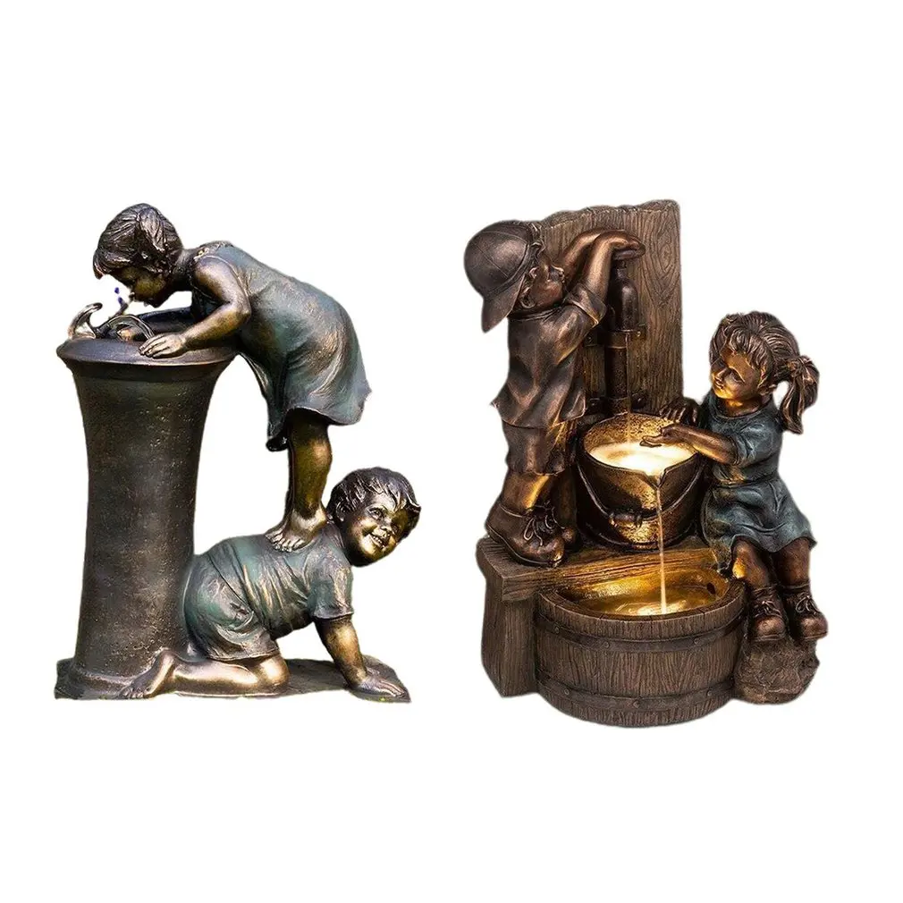 

Decor Boy And Girl Garden Statue Resin Liquidfall Liquid Flow Ornament Outdoor For Home Yard Garden Desktop Sculpture