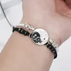 Браслеты для пар Tai Chi Yin Yang Подвеска из сплава Регулируемая плетеная цепочка браслет ожерелье подходящие для влюбленных браслеты ожерелья Набор