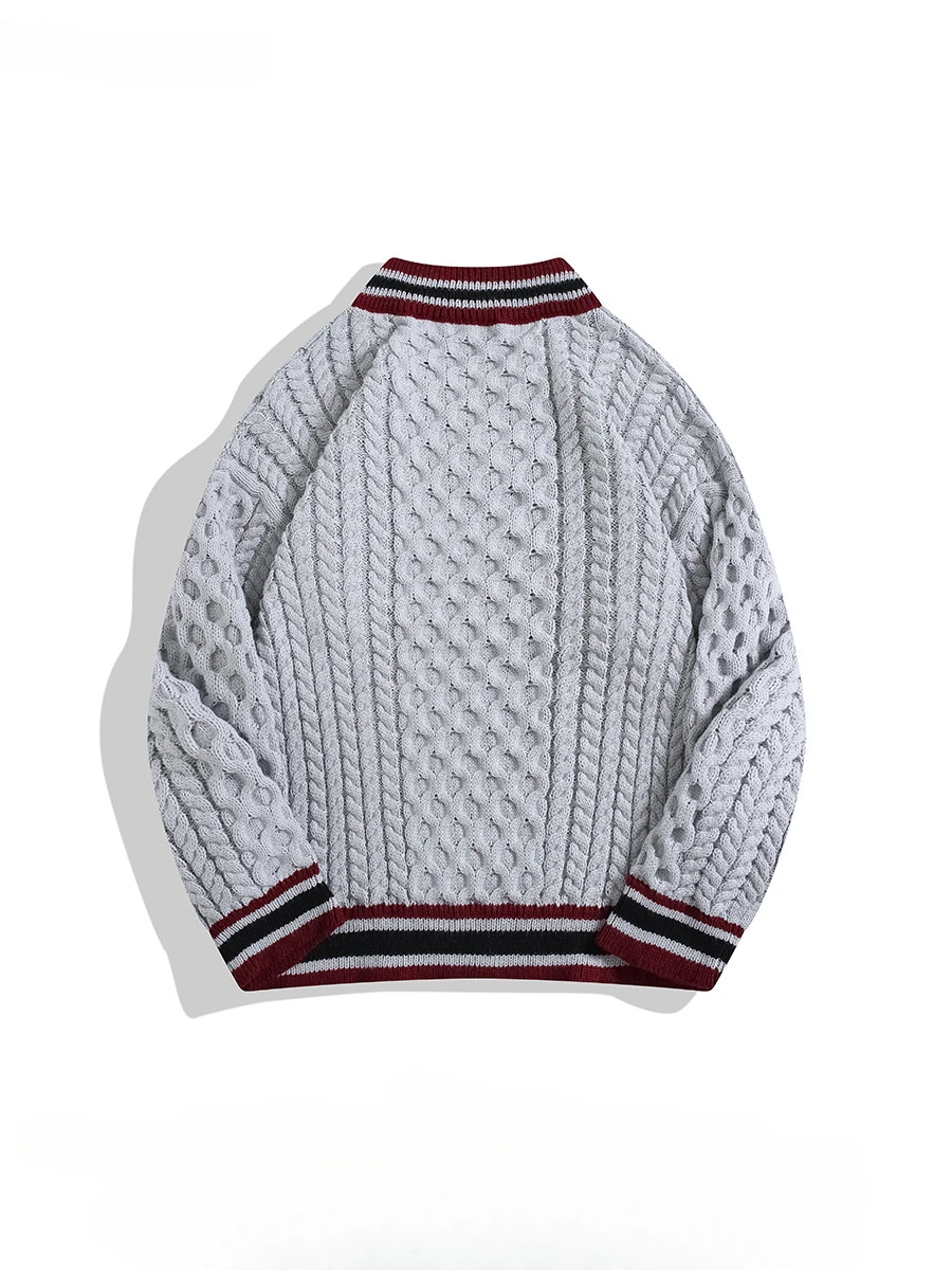 Осень-зима японский студенческий стиль контрастной полосатый свитер с v-образным