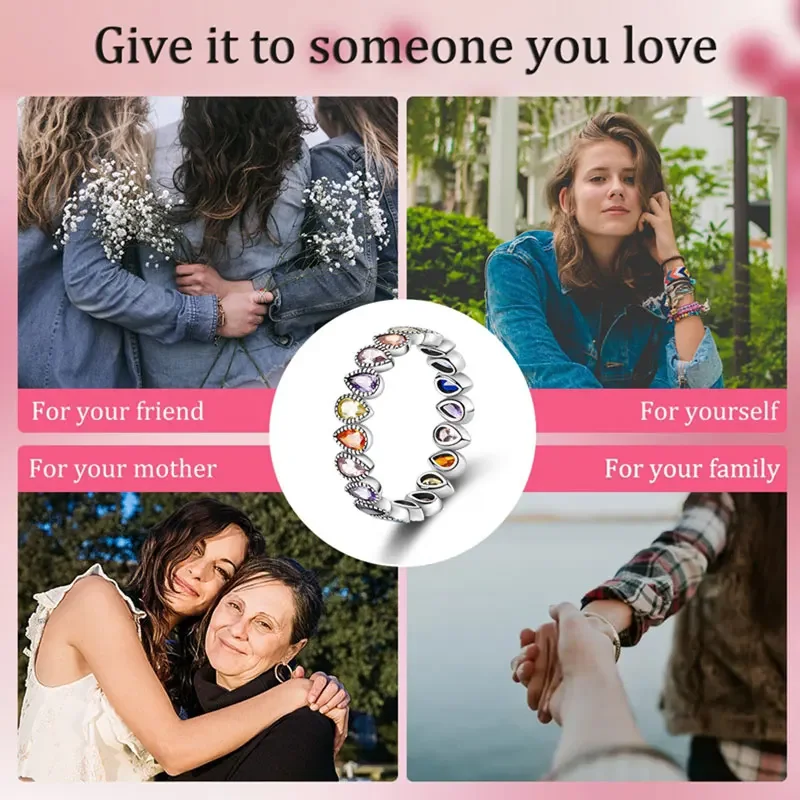 Красивое кольцо из стерлингового серебра 925 пробы с разноцветными радужными