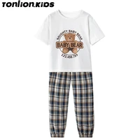 ton lion kids 2022 summer chic little bear summer casual fashion short sleeve suit suitable for ages 5 to 12