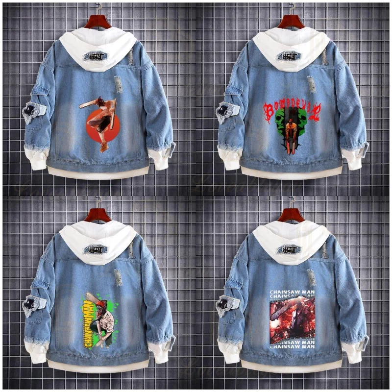 

Джинсовая куртка унисекс «бензопила», модная верхняя одежда с принтом макима, красивая Повседневная джинсовая куртка, весна-осень