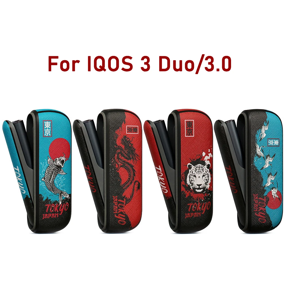 Чехол из искусственной кожи с принтом 4 узоров для IQOS 3 Duo боковой дверью