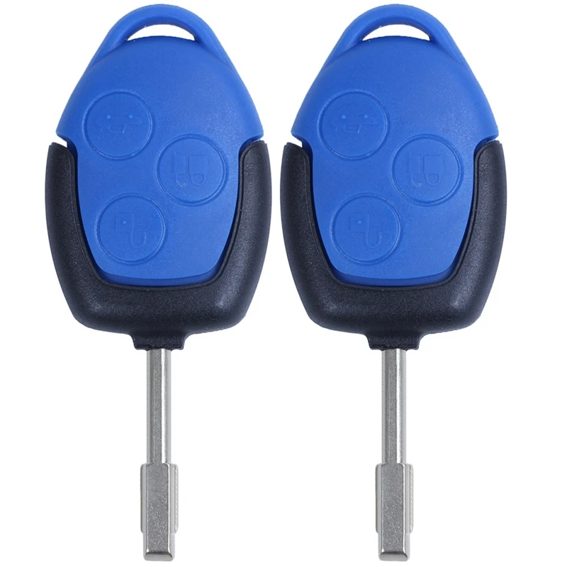 

2X 3 Button Cover Shell Key Remote Control Body & Keys For Ford Transit Blue