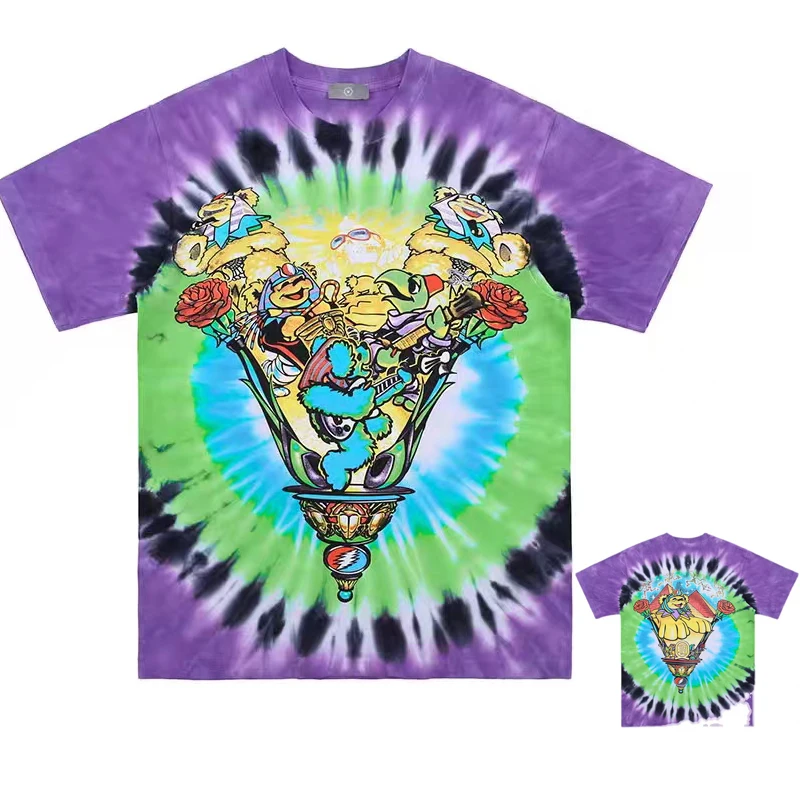

High Quality Vintage Color Tie-dye Fashion T ShirtMenandwomenThe Same Kind Heavy Fabric T-shirt Oversize Streetwear Tops