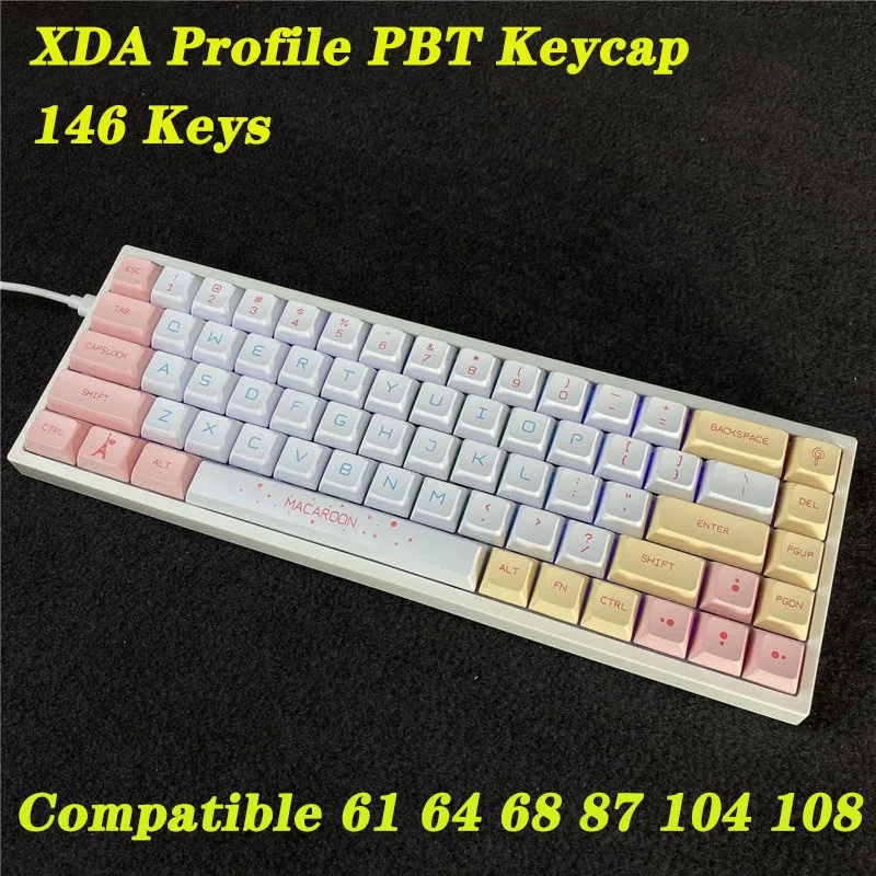 

146 Key XDA Profile PBT Keycap Mechanical Keyboard Macaroon Sublimation Ball Shape Customized Gamer Backlit xda Keycap GK61 SK61