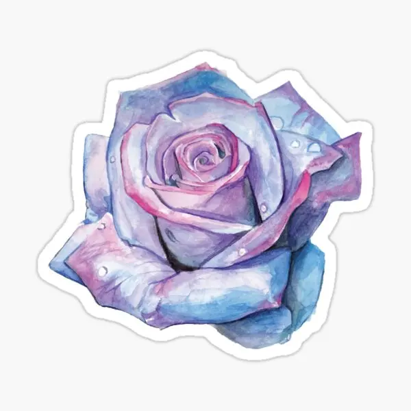 

Watercolour Rose 5PCS Stickers for Bumper Cartoon Cute Background Luggage Living Room Art Print Funny Decor Room Laptop