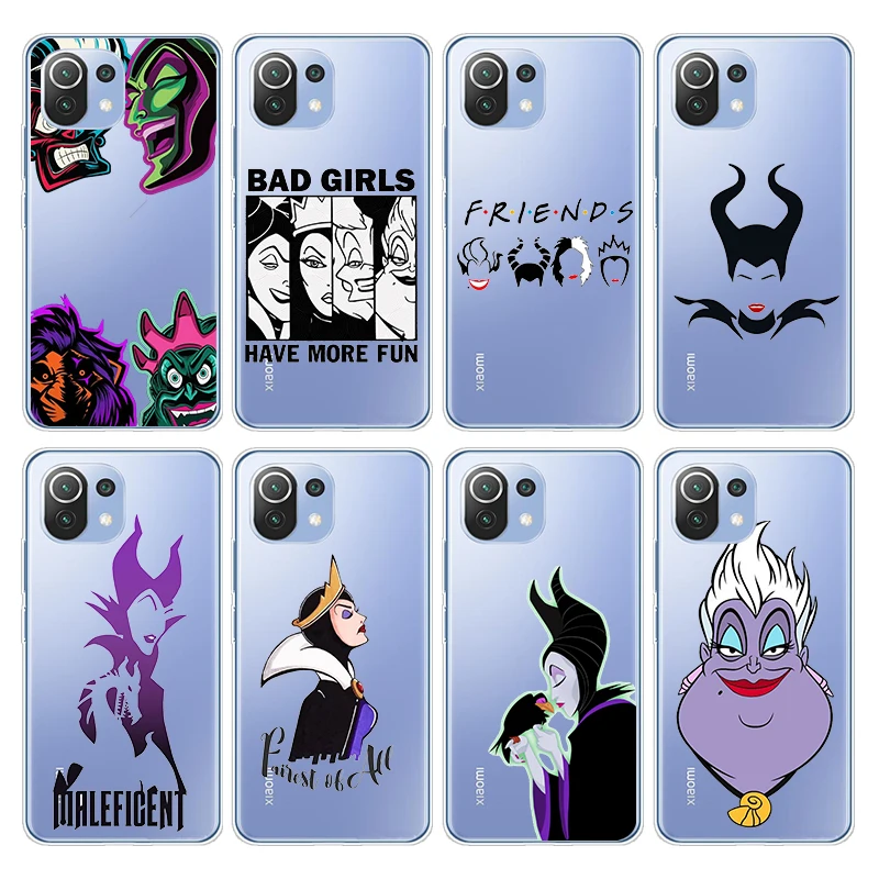 

Disney villain queen For Xiaomi Mi Note 11 11i 11T 10i 10T 10 9 9T SE Lite Pro Ultra Transparent Silicone Phone Case