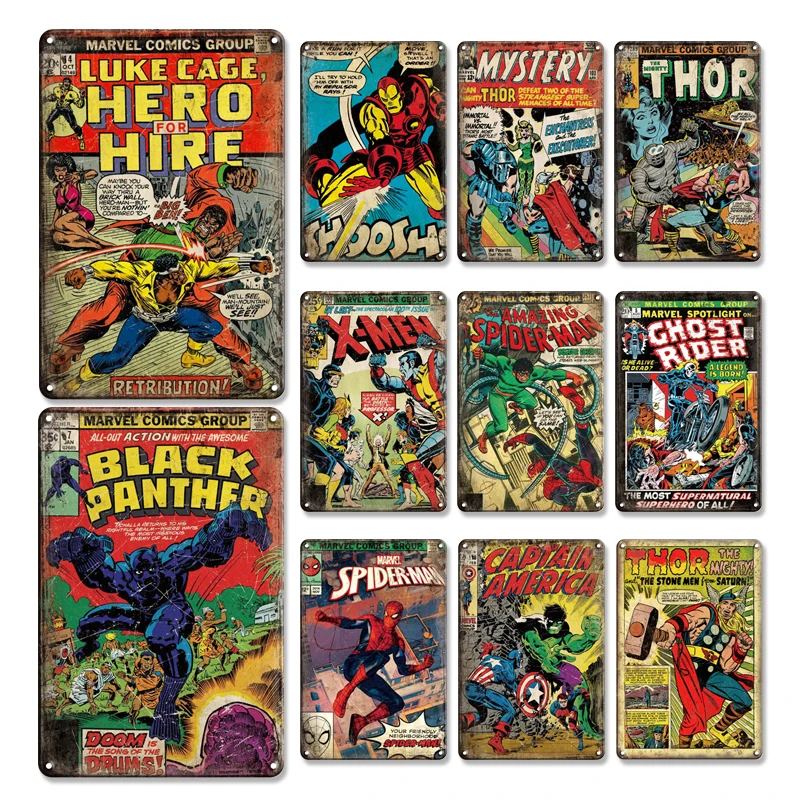 Металлический постер комиксов Marvel жестяной знак винтажная металлическая