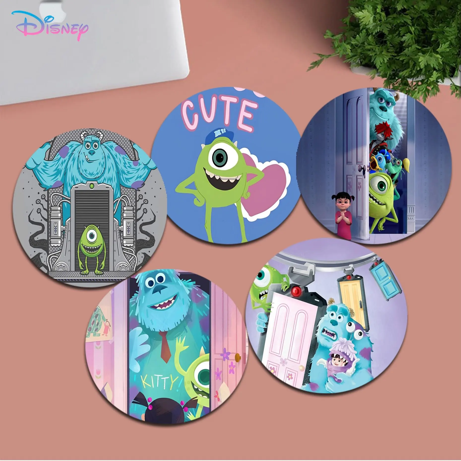 

Disney Monsters University Round Custom Skin Thickened Mouse Pad Oversized Gaming Keyboard Table Mat Desk Set Office Accessories