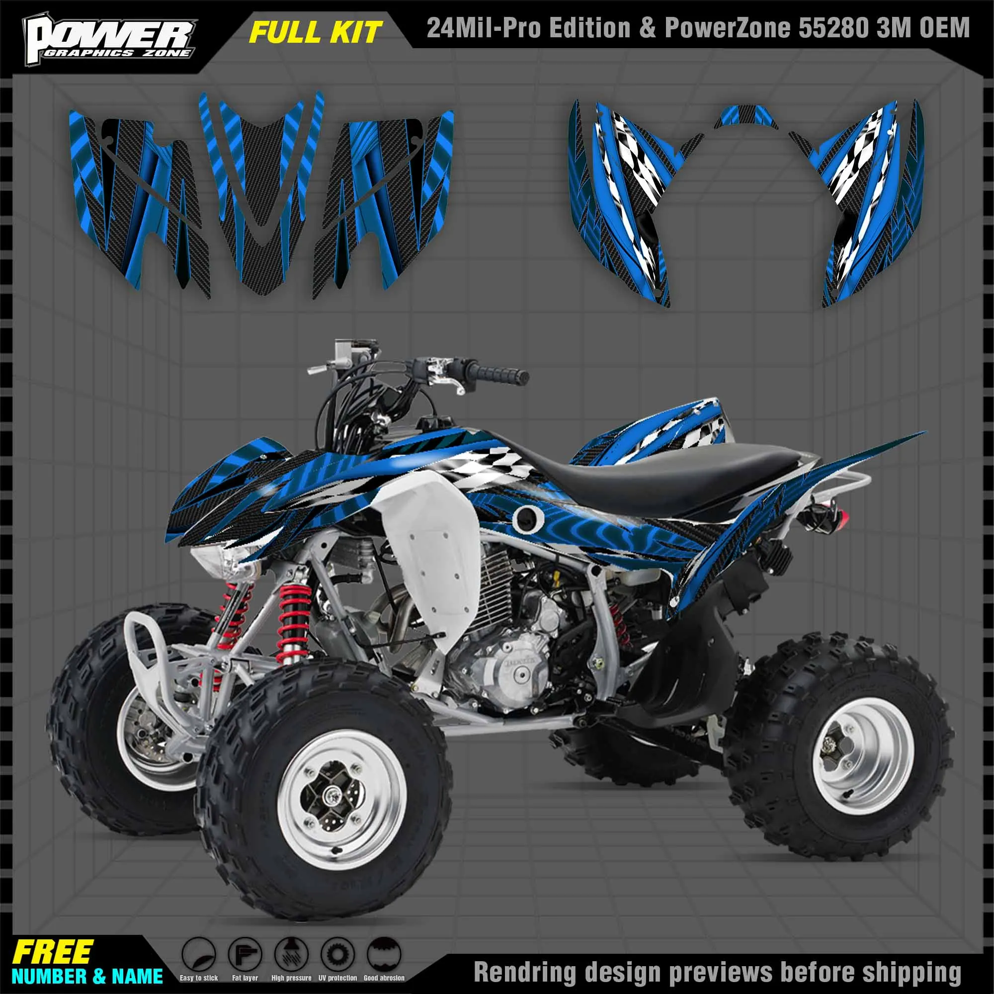 

Персонализированные графические наклейки PowerZone Team 3M, стикер s Kit для HONDA 08-18 TRX400 EX 2008-2018, стикер 003