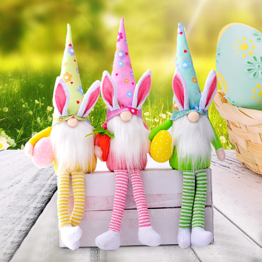 

Long Legs Easter Egg Rudolf Doll Rabbit Elf Bunny Easter Gift Kids DIY Happy Easter Party Decor For Home Valentines Day Gifts