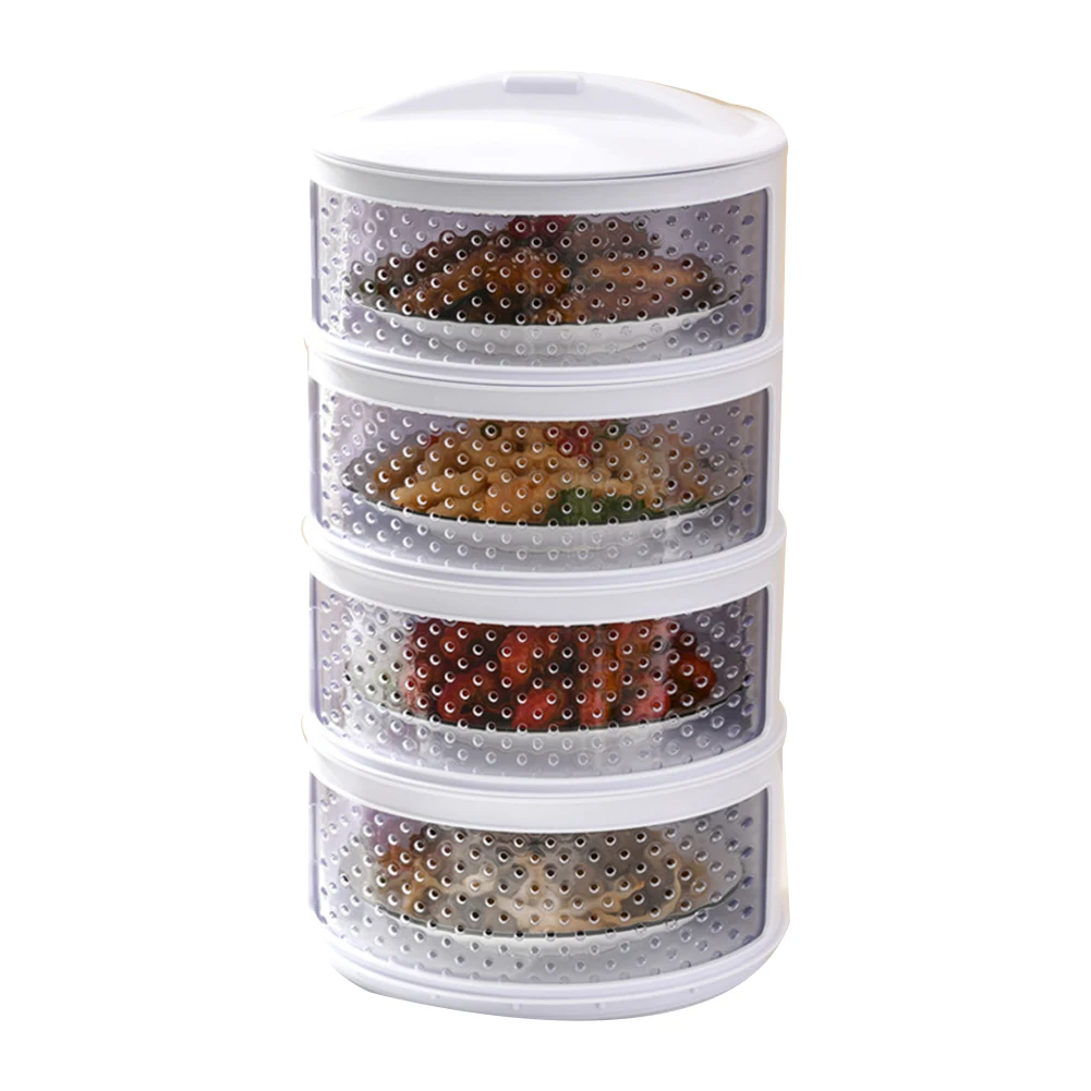 

4-Layer Dish Cover Heat Preservation Kitchen Cover Dining Table Leftover Storage Box Transparent Stack Layers of Food