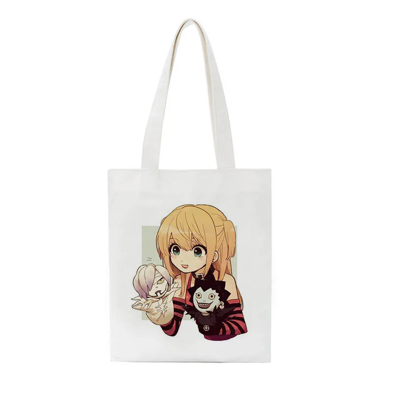 

Death Note Women shopping bag for grocery recycle Canvas bag eco shopper Shoulder Bag Handbag foldable Large Student Book Bag
