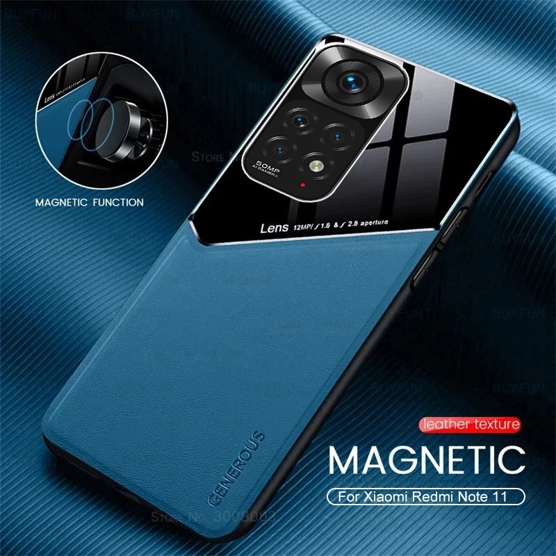 

Redmy Note 11 Pro Case Leather Car Magnetic Holder Cover For Xiaomi Redmi Note11 Pro Not 11 S 11S 4G Soft Frame Shockproof Coque