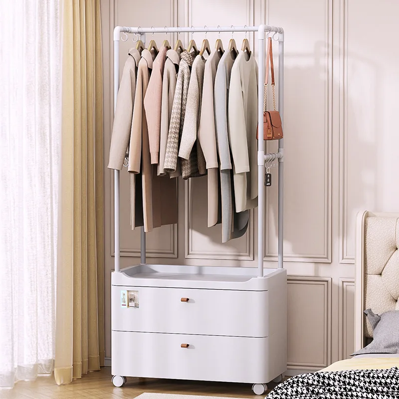 

Clothes Storage Box Hangers Floor To Floor Bedroom Removable Cabinet with Drawers Simple Coat Stand Multi-Purpose Nightstand
