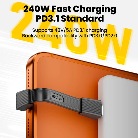 Elough PD 240 Вт PD3.1 Кабель типа C — тип C для быстрой зарядки 8 Гбит/с 8K при 60 Гц USB 4 Короткий кабель для iPhone 15 16 17 Samsung