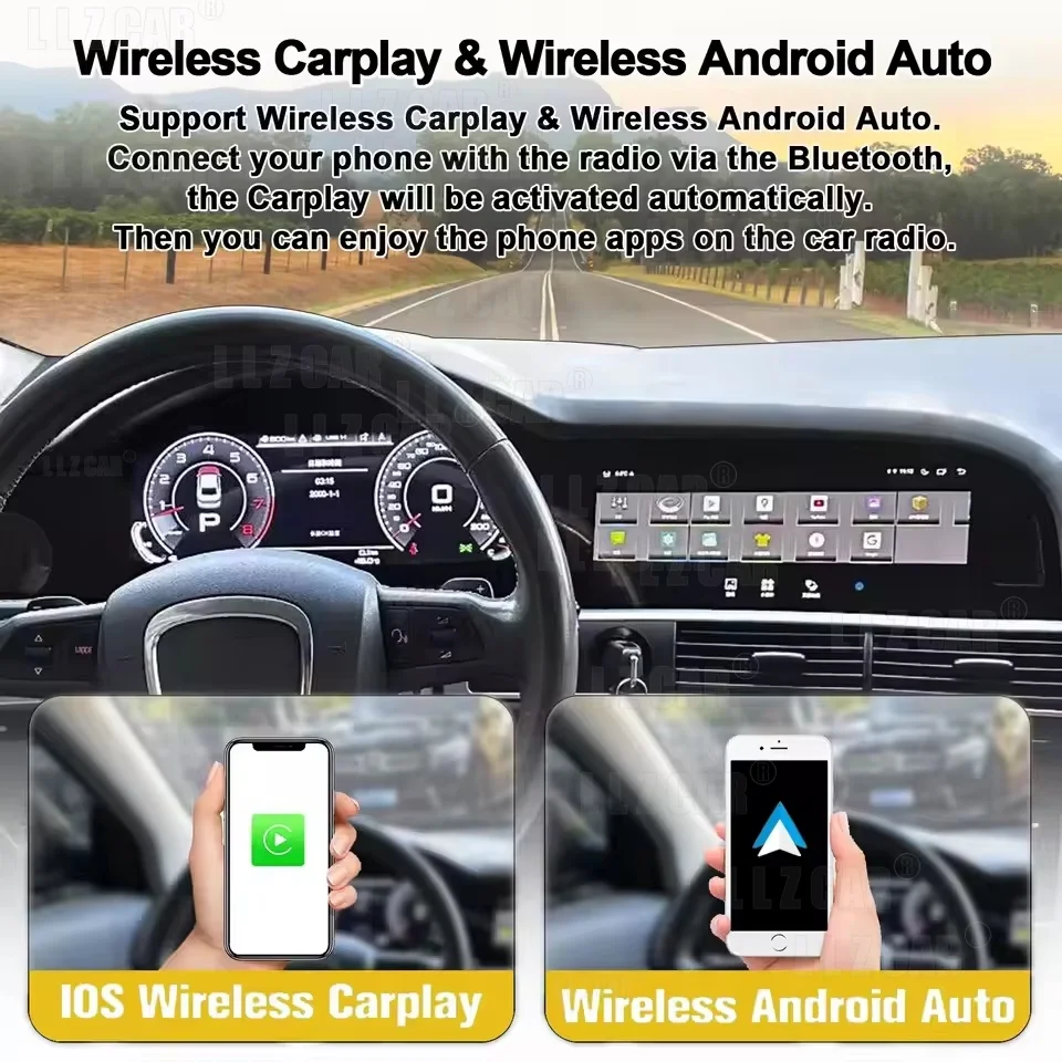 Фото 23-дюймовый Android 13 мультимедийный проигрыватель с двумя экранами для Audi Q7 2005-2016, автомобильная магнитола с CarPlay, GPS-навигацией и автостереосистемой №1