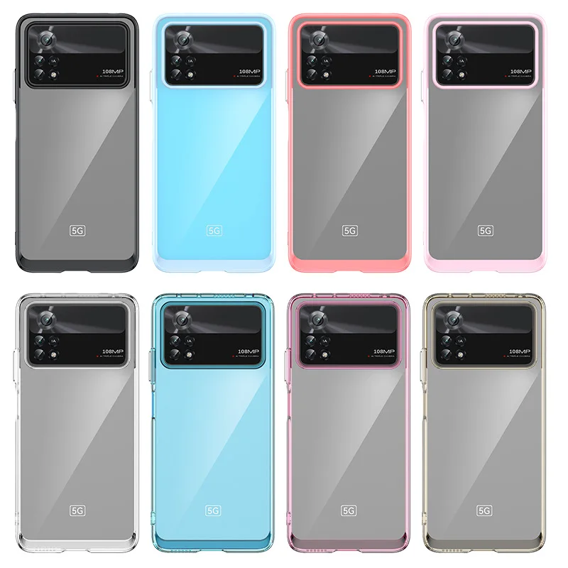 For Xiaomi POCO X4 M4 Pro 5G F4 F3 Transparent Shockproof Protective Silicone + Acrylic Mobile Phone Cover Coque |