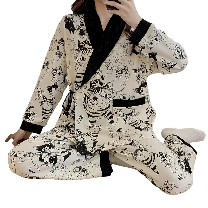 Пижамы Materni для женщин свободные пижамы с длинным рукавом тонкие женские из