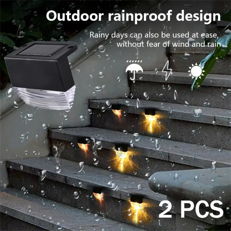 

2PCS Outdoor Guardrail Step Light Pathway Yard Patio Steps Solar Lamps Garden Passage Balcony Courtyard Terrace Landscape Lights
