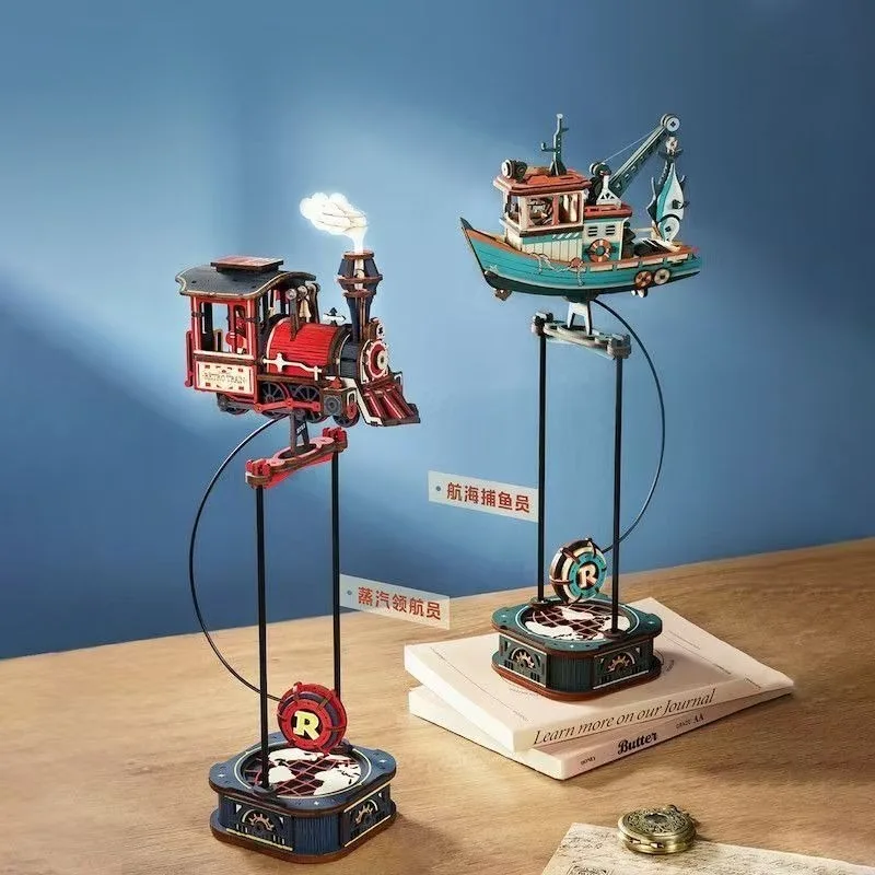 Фото Новая оригинальная сборная модель Robotime Gravity Swing Steam Navigator / Maritime Fisherman: настольное украшение, коллекционный предмет, подарок №1