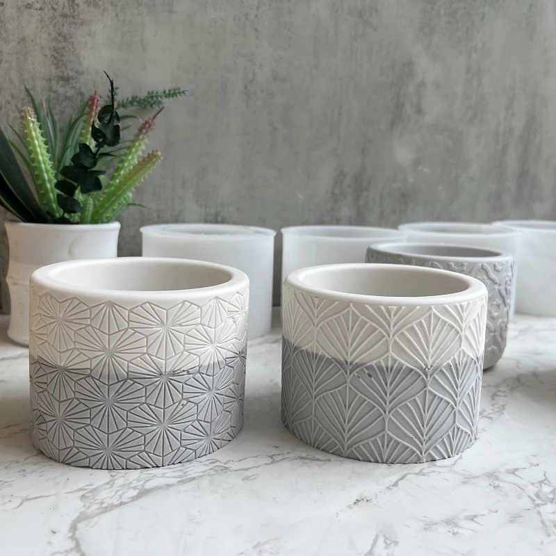 

DIY Cylinder Flower Pot Silicone Molds DIY Cement Concrete Plaster Candle Jar Box Pottery Mould Handmade Planter Gardening Decor