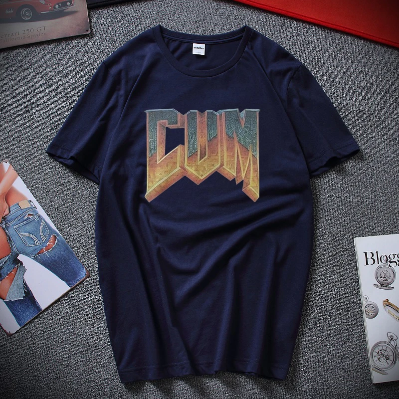 Рубашка Doom Cum Винтажная футболка с графическим рисунком для мужчин хлопковая