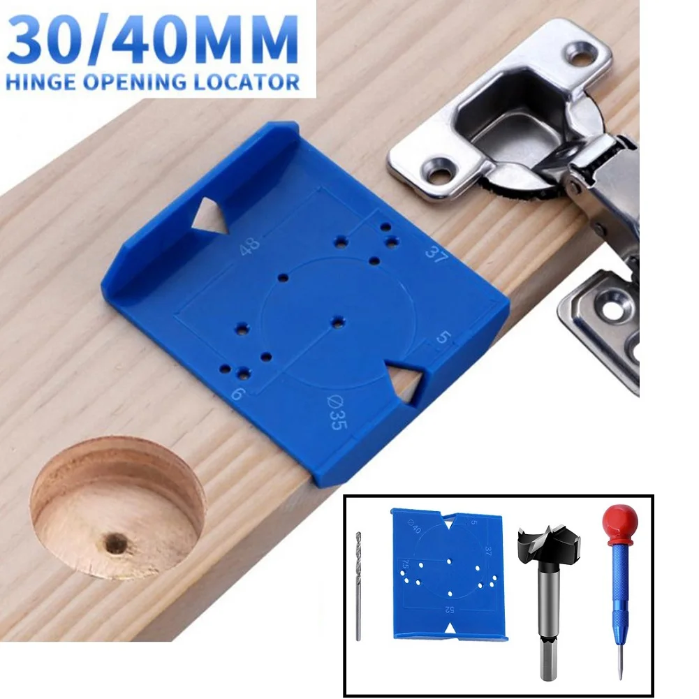

35/40mm ABS Hinge Hole Jig Drill Guide Template Jig Cabinets Hinges Hole Locator Door Cabinet Hinge Hole Locator Woodworking Too