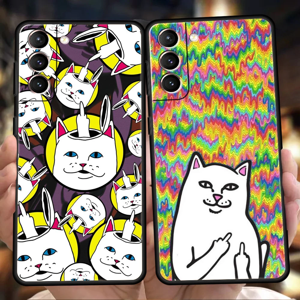 

Middle Cute Fingers Cat Phone Case for Samsung Galaxy S22 S21 S20 Ultra S21 S20 FE S22 S21 S20 S10 S9 S7 Note 20 10 Lite Shell