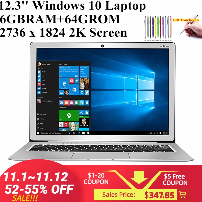 

Hot Sales Laptop 12.3 INCH CWI 535 Notebook N3450 CPU 6GBDDR3+64GB EMMC Windows 10 Quad Core WIFI 2736 x 1824 2K Screen