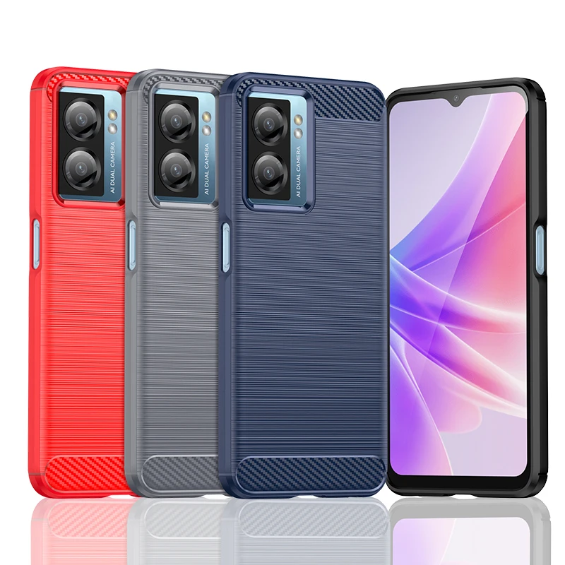 

OPPO F21 Pro 4G TPU Case Soft Silicon Brushed with Texture Carbon Fiber Design Cover for OPPO A77 A57 A36 A76 A96