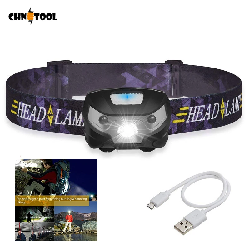 

USB Rechargeable 10000Lm Powerfull Headlamp Rechargeable LED Headlight Motion Sensor Head Flashlight Camping Torch Light Lamp