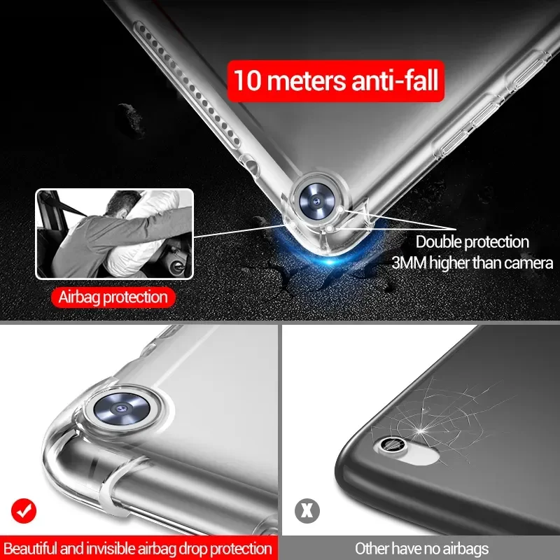 

seeae Silicone Case For Huawei MediaPad MatePad Pro T3 T5 M3 M5 M6 Lite 8.0 8.4 10 10.4 10.8 Transparent Rubber Back Cover