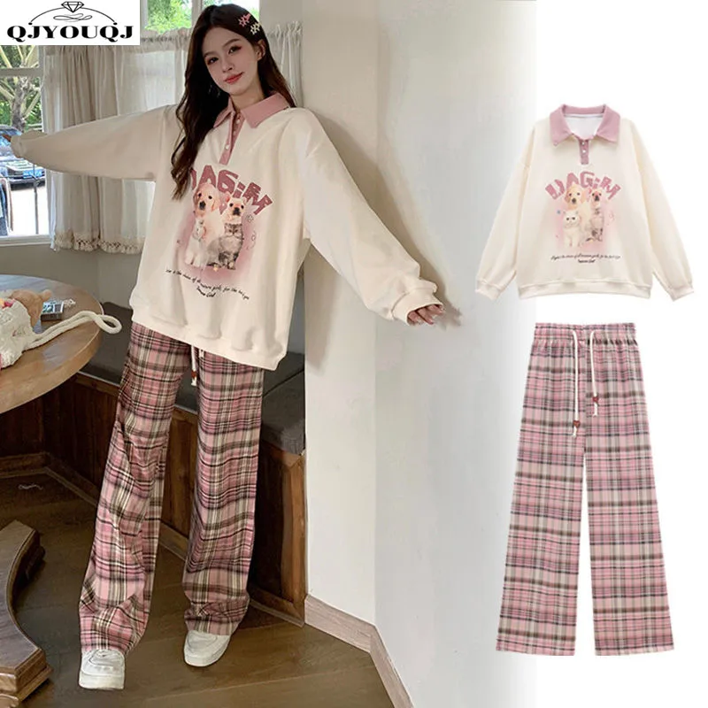 Комплект из двух предметов: свитер с длинным рукавом и воротник-поло брюки