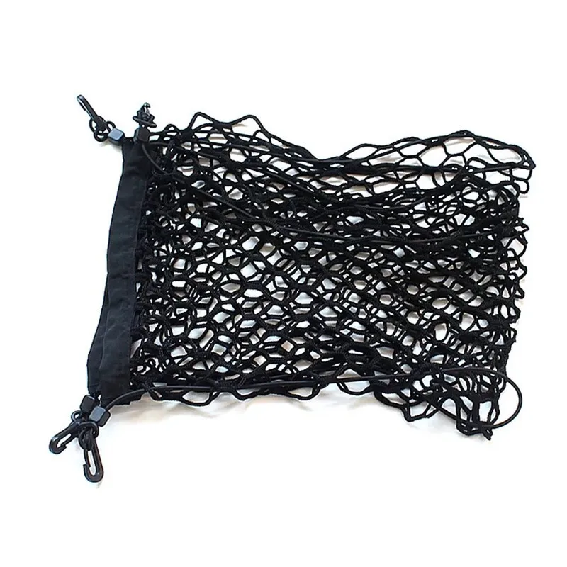 

90x30cm Black Nylon Car Trunk Net Luggage Storage Organizer Bag Rear Tail Mesh Network With 4 Hooks