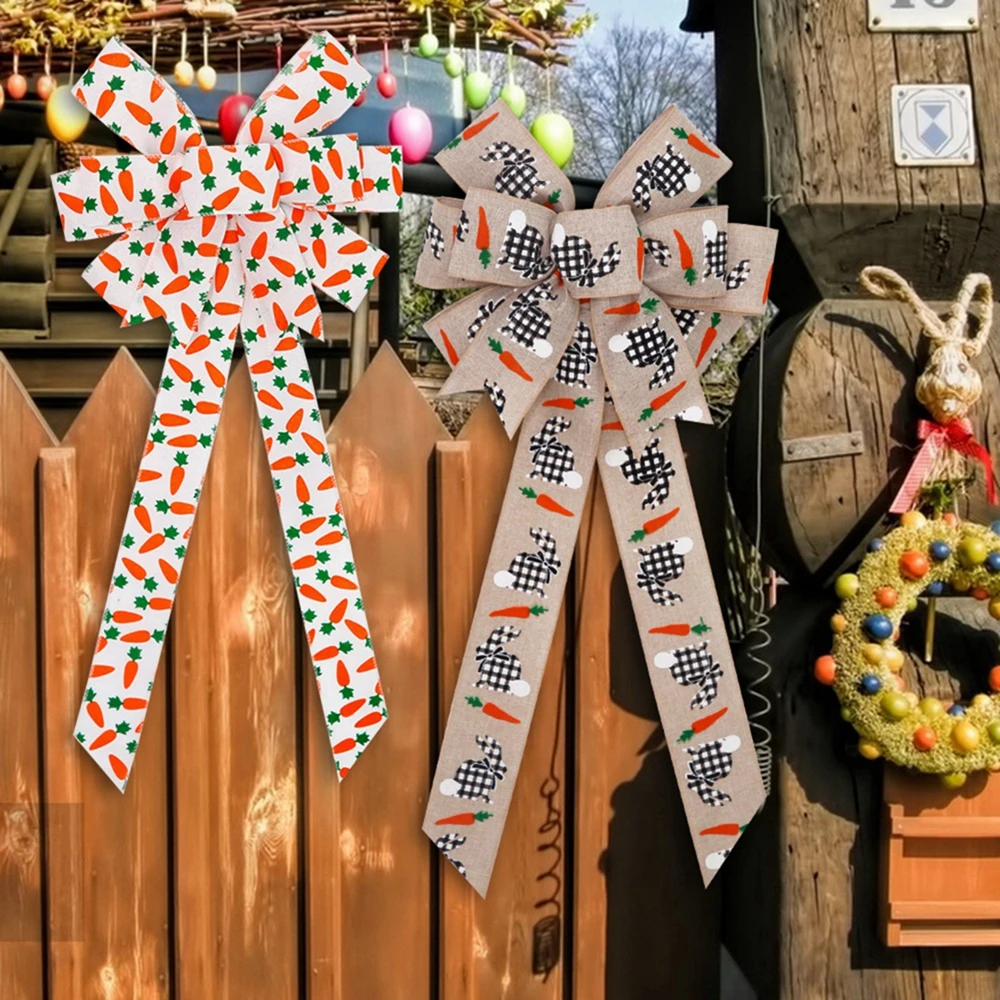 

Новый весенний Пасхальный бант кролик бант для венка украшение бант зеленый венок Лента Многослойные банты для входной двери дерево банты