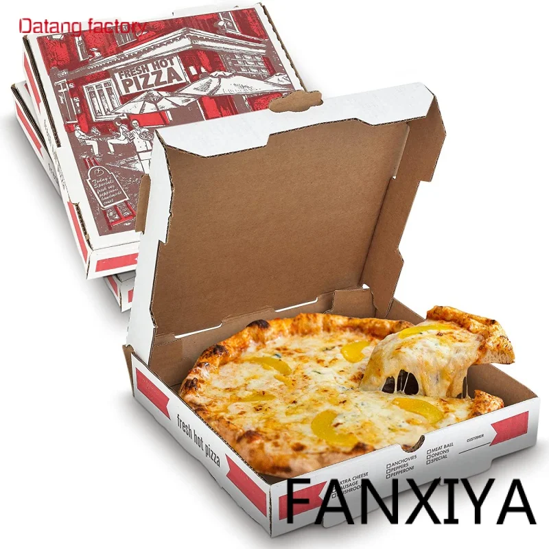 

Factory Direct 10 12 16 18 Inch Custom Logo Printing Kraft Corrugated Paper Restaurant Delivery Containers Pizza Boxes