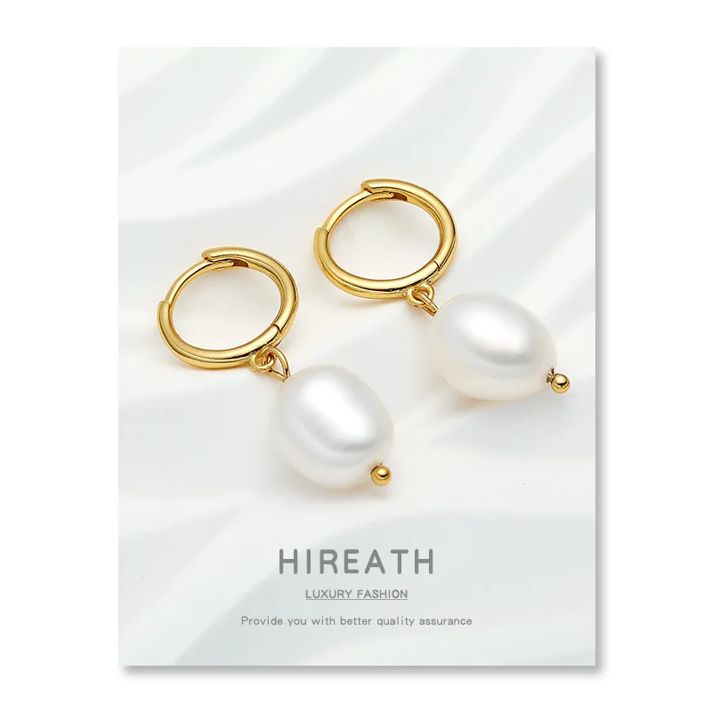 

925 Sterling Silver Natural Freshwater Baroque Pearl Unusual Earrings for Women Chic Charming Goth Jewelry 2022