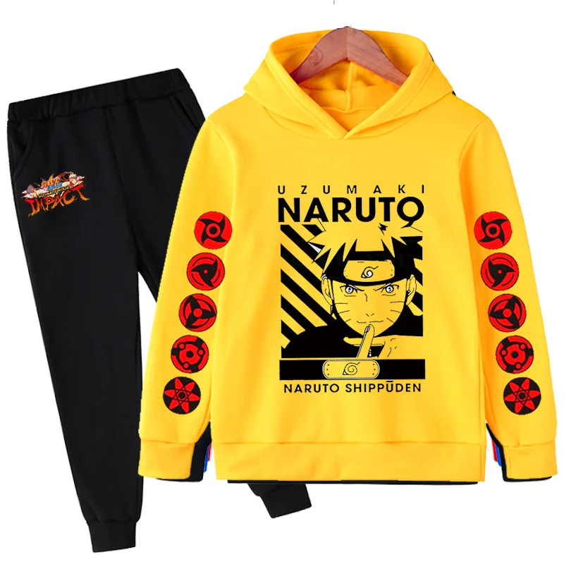 

Narutoes Printed Tracksuits Spring Autumn Hoodies+Pants Sets Kids Cartoon Casual Clothing Outfits Anime Costume Outfits 4-14 Y
