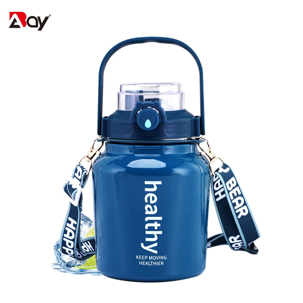 

Термос бутылка с ручкой и соломой большой двойной вакуумной изоляцией чашка термо нержавеющая сталь стакан для путешествия Туризм Кемпинг