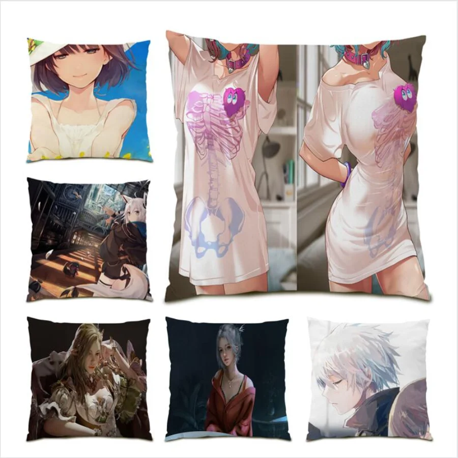 

Decoration Home Gift Cushion Cover 45x45 Living Room Decoration Poster Anime Cartoon Pillow Case Bed Kawaii Velvet Square E0971