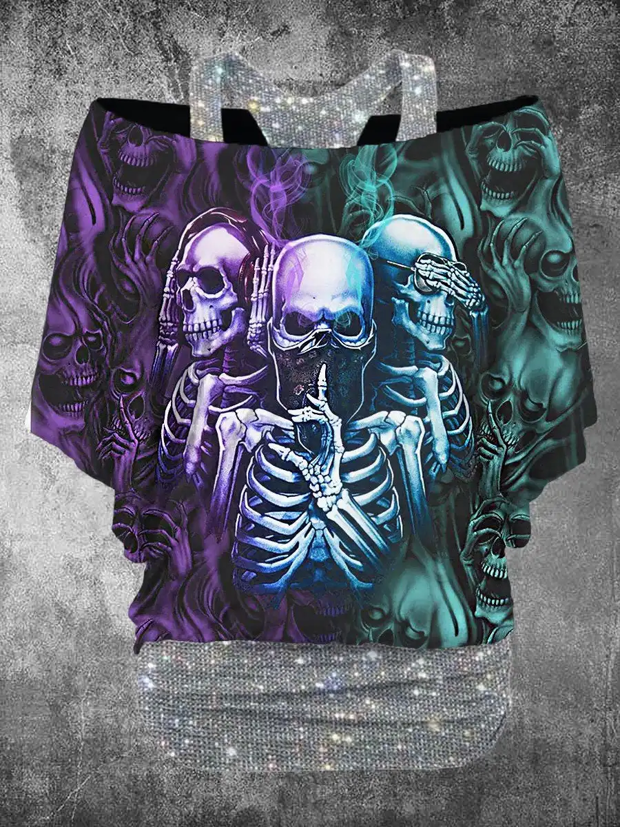 

Women's Retro Punk Skull Print Two-Piece Top