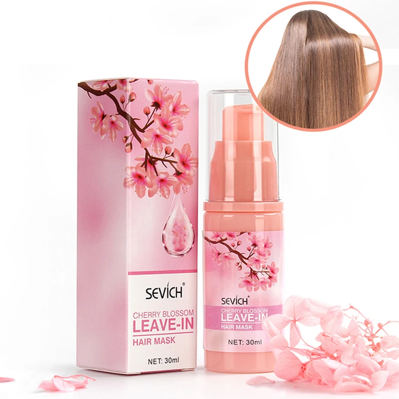 

Cherry Blossom Leave-In Hair Mask Amino Acid Hair Essence Keratin Smooth Repair Damaged Serum Nourishing Hair Treatment Korean