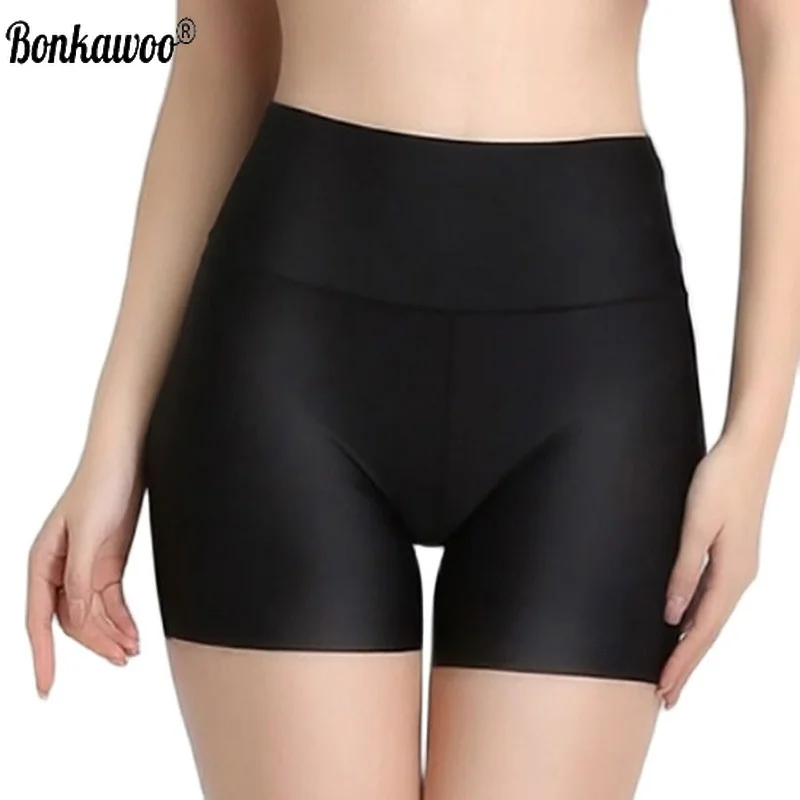 

Женские бесшовные нейлоновые трусики Bonkawoo с высокой талией, Утягивающие трусики-шорты с антибликовым покрытием для девушек, нижнее белье д...