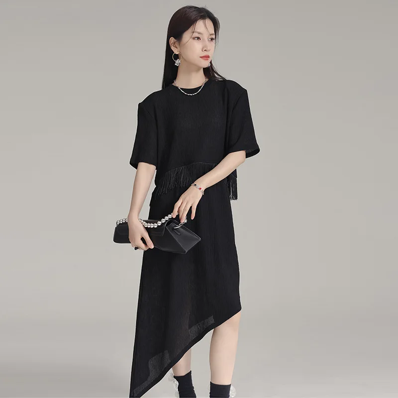 Летний Лидер продаж классическая женская футболка с коротким рукавом и бахромой