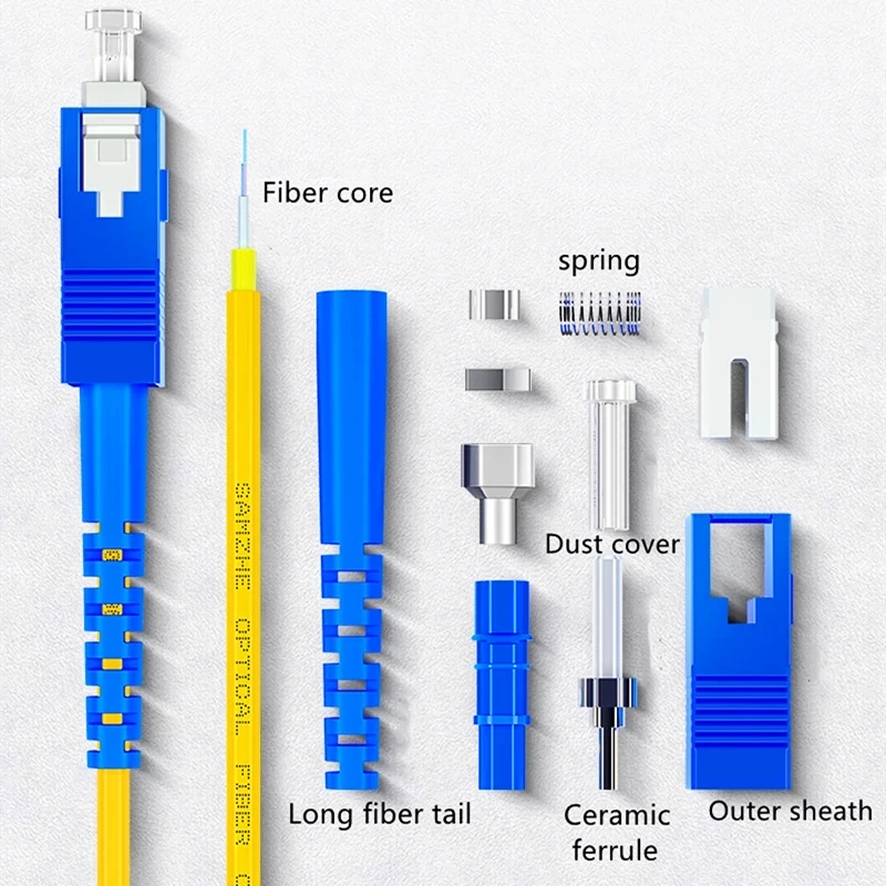 HTOC Single Mode Fiber Patch Cord SC to SC Cord Pigtail Single Mode 9/125 UPC SM 3.0mm FTTH Patch Cord